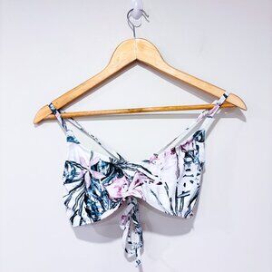 JULES & NOLAN White Floral Bikini Top with Adjustable Straps | Medium *